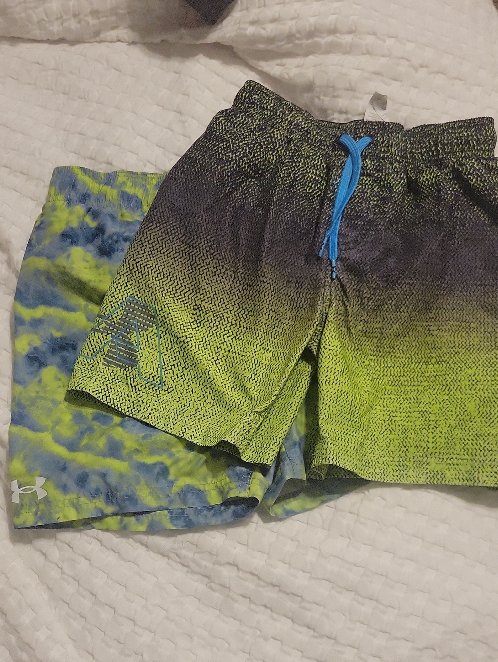 Under Armour Boys Medium Blue and Lime Gradient Swim Shorts Pack